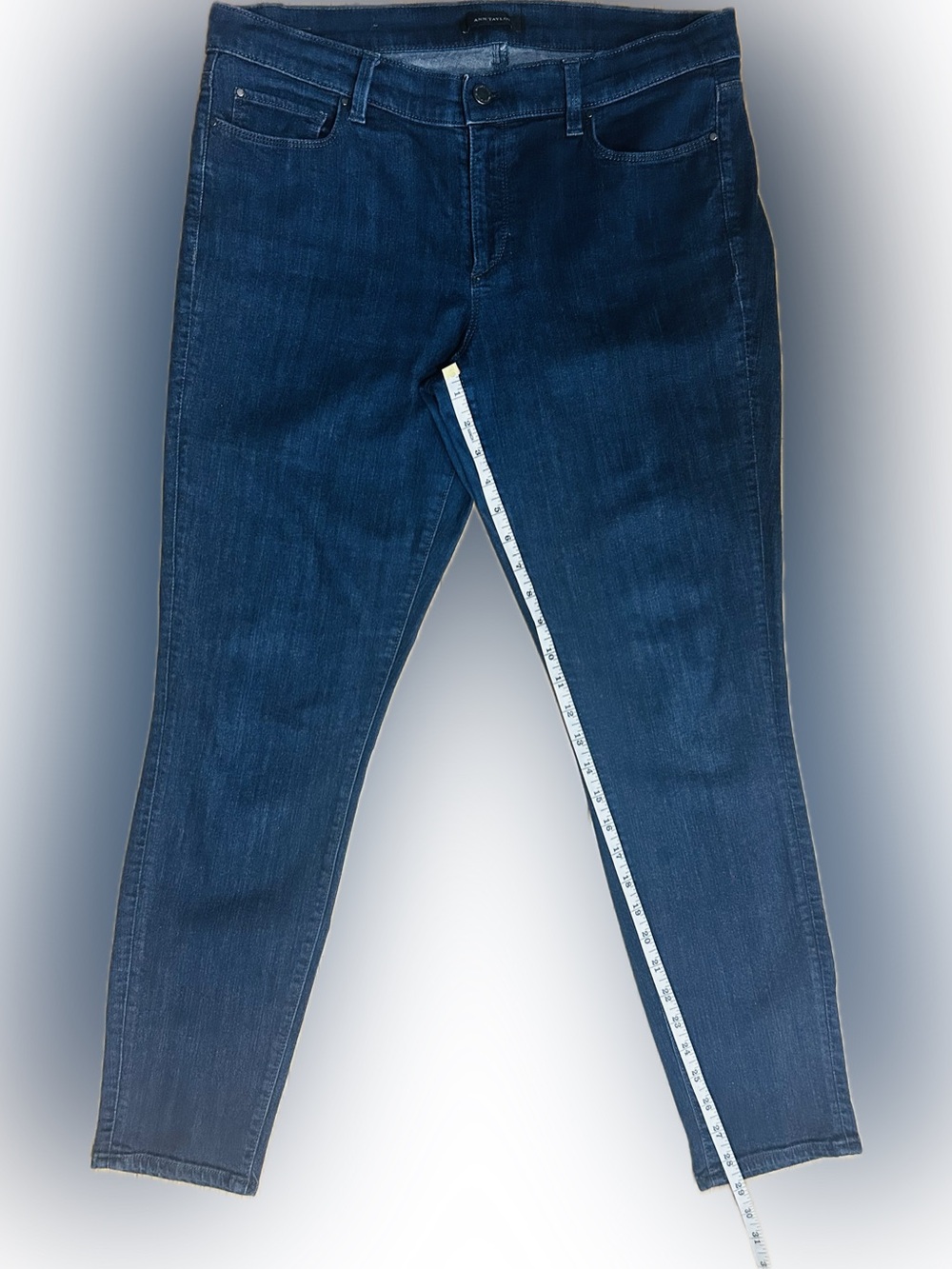 EUC Ann Taylor SZ 12 Blue Super Skinny Modern Fit 5-Pocket Jeans/Waist 34”-38” - Picture 5 of 7